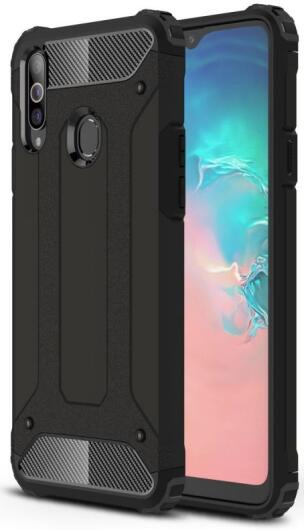 Samsung Galaxy A20s Hoesje Shock Proof Hybride Back Cover Zwart afbeelding 1