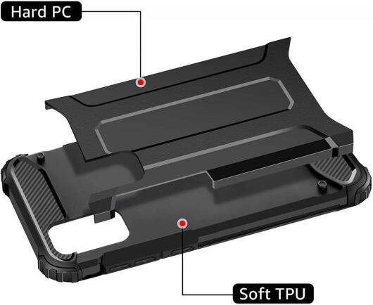 Samsung Galaxy A20s Hoesje Shock Proof Hybride Back Cover Zwart afbeelding 12