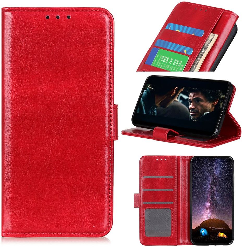 Google Pixel 5 Kunstleer Portemonnee Stand Hoesje Rood afbeelding 5
