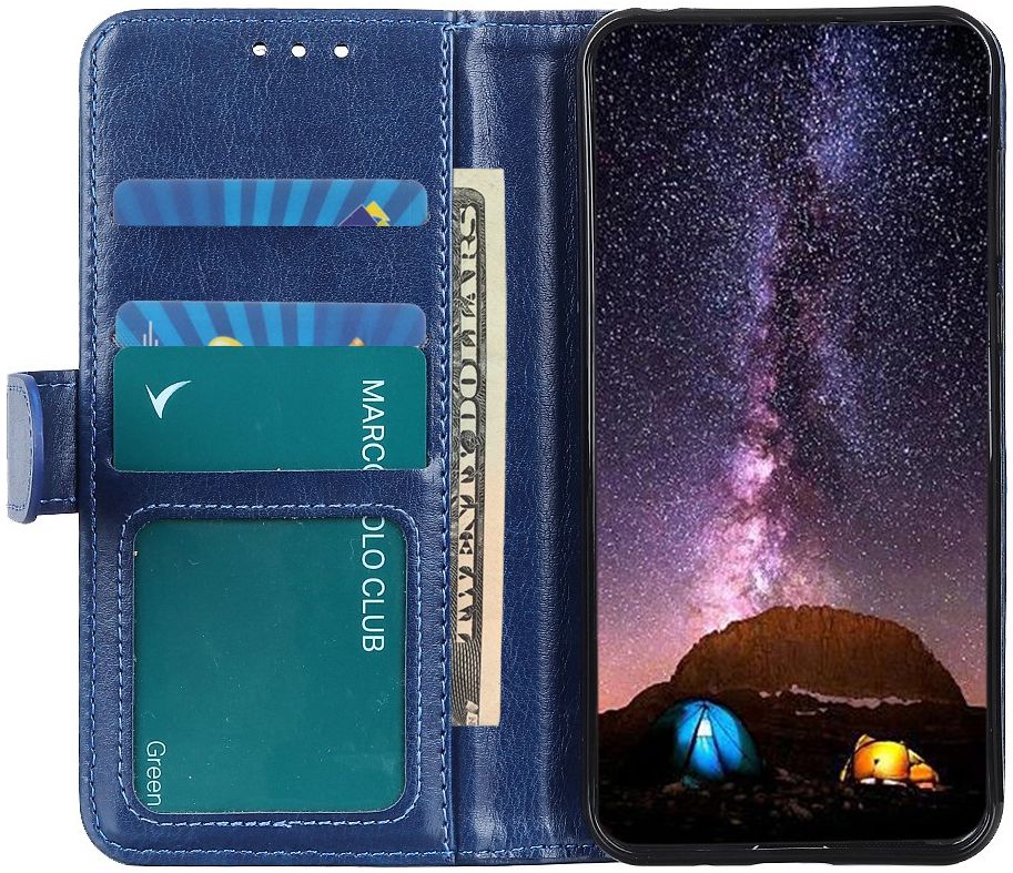 Google Pixel 5 Kunstleer Portemonnee Stand Hoesje Blauw afbeelding 1