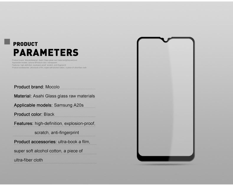 MOCOLO Samsung Galaxy A20s Full Cover Tempered Glass Screen Protector afbeelding 5