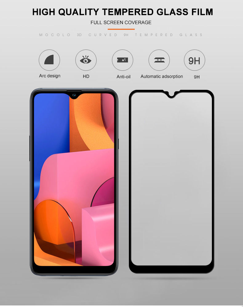 MOCOLO Samsung Galaxy A20s Full Cover Tempered Glass Screen Protector afbeelding 6