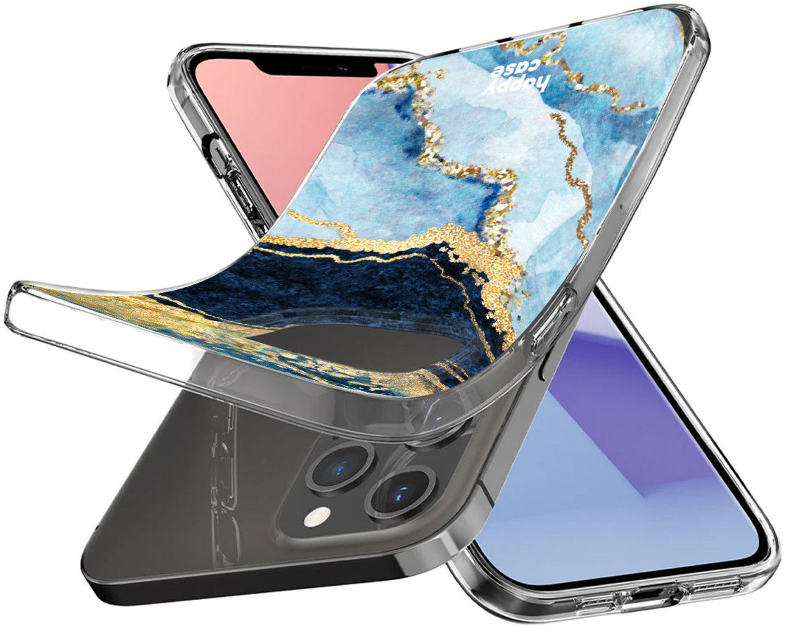 HappyCase iPhone 12 Pro Max Flexibel TPU Hoesje Blauw Marmer Print afbeelding 7