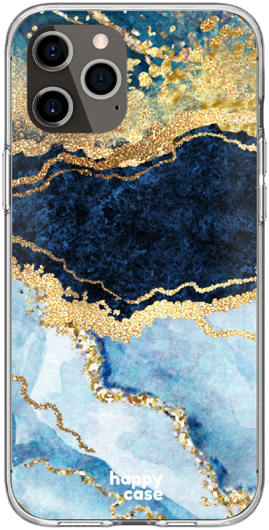 HappyCase iPhone 12 Pro Max Flexibel TPU Hoesje Blauw Marmer Print afbeelding 1