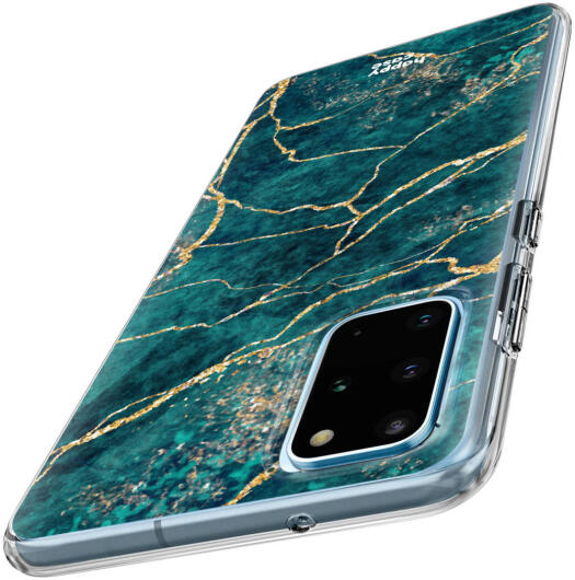 HappyCase Galaxy S20 FE Hoesje Flexibel TPU Aqua Marmer Print afbeelding 6