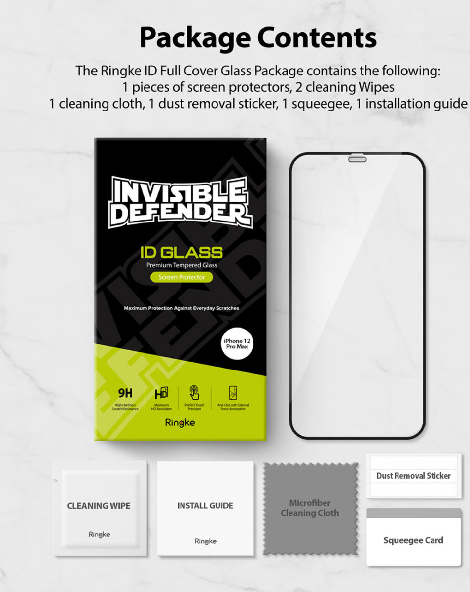 Ringke ID Glass Apple iPhone 12 Pro Max Tempered Glass Screenprotector afbeelding 11