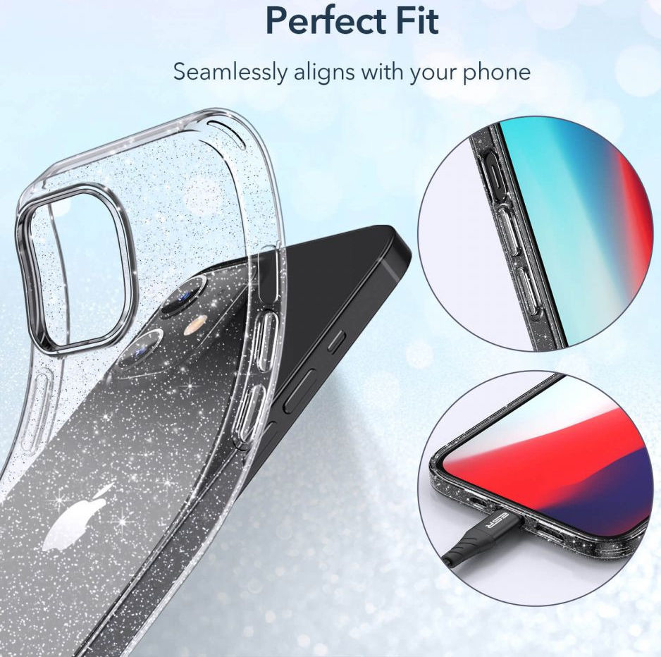 ESR Shimmer Apple iPhone 12 / 12 Pro Hoesje Transparant Glitter afbeelding 4