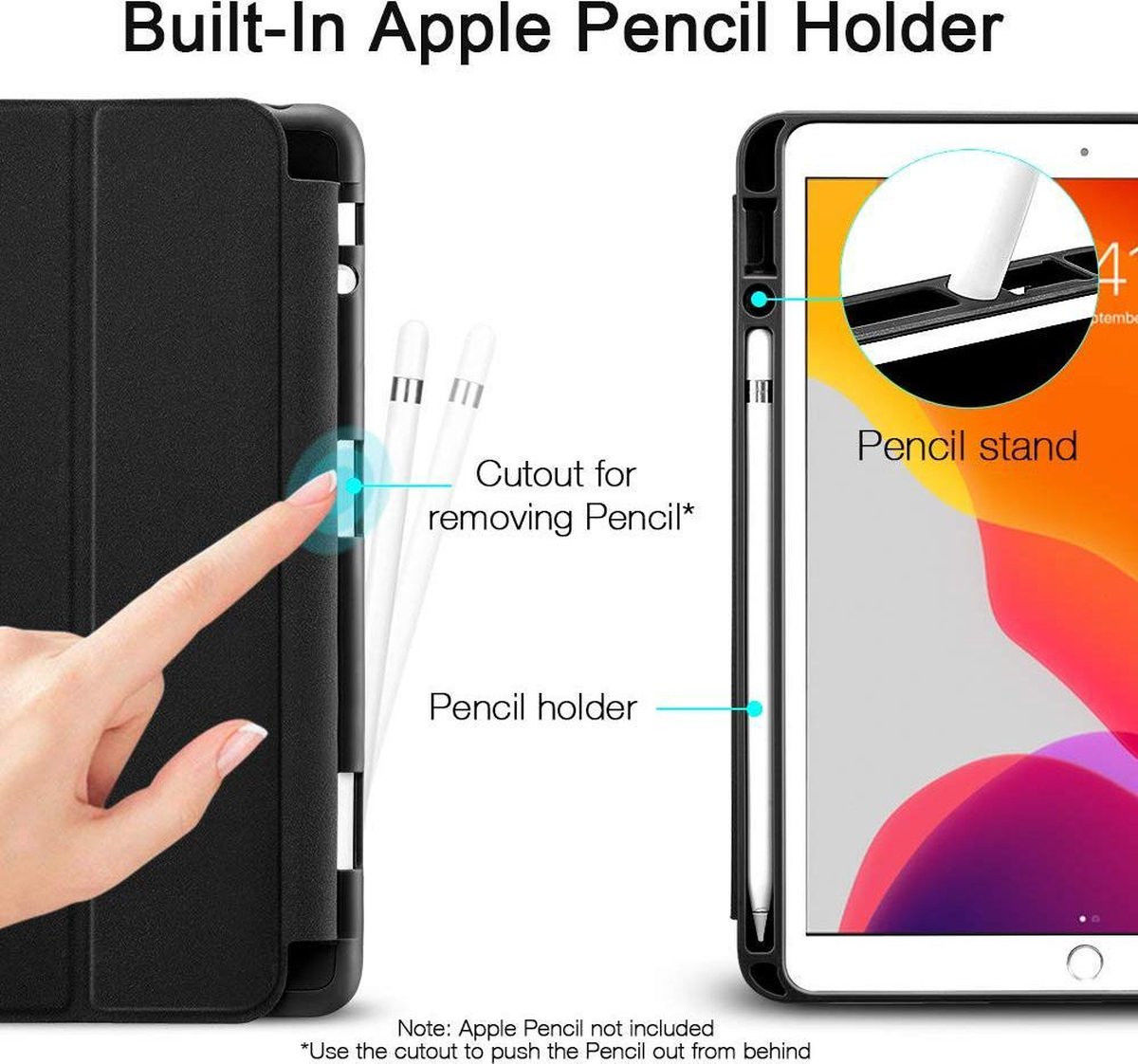 ESR Rebound Pencil Book Case Apple iPad 10.2 2019 / 2020 Hoes Zwart afbeelding 4