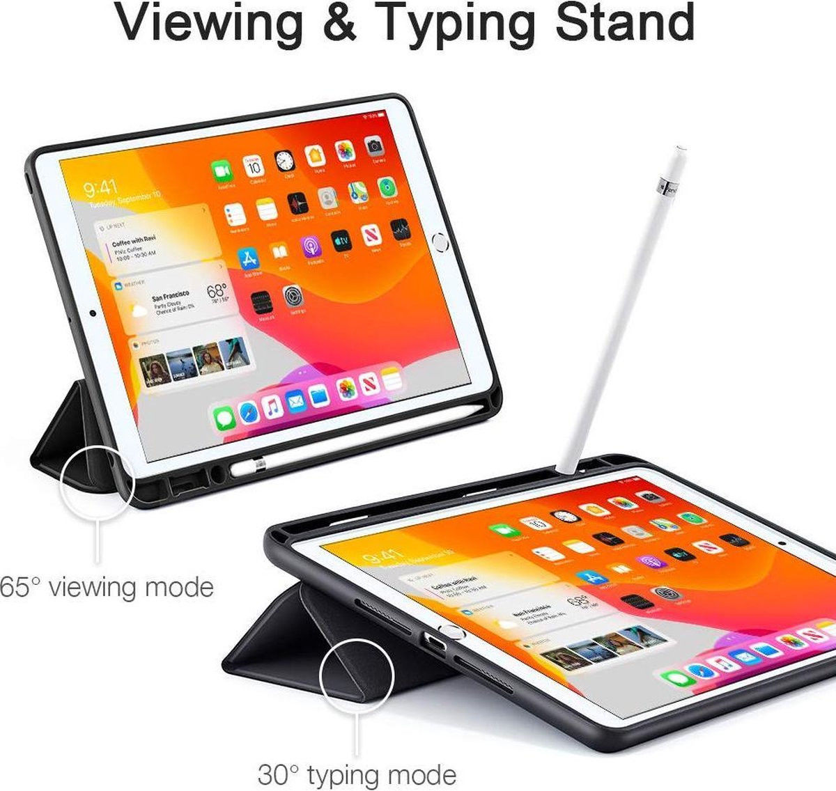 ESR Rebound Pencil Book Case Apple iPad 10.2 2019 / 2020 Hoes Zwart afbeelding 5