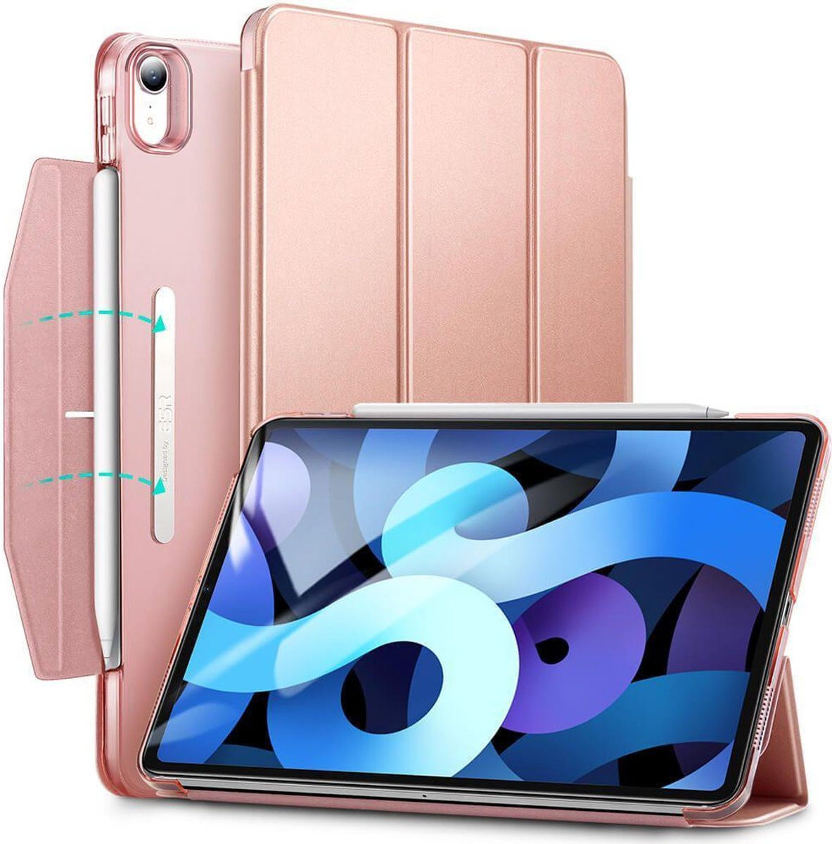 ESR Ascend Apple iPad Air 2020 / 2022 Hoes Tri-Fold Book Case Roze afbeelding 1