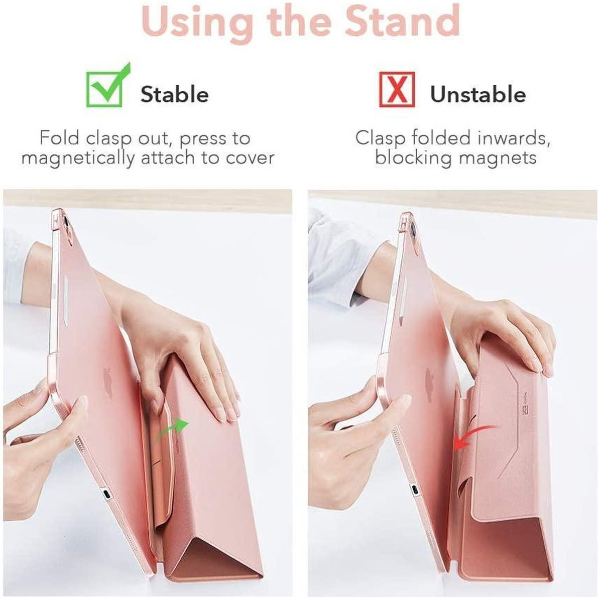 ESR Ascend Apple iPad Air 2020 / 2022 Hoes Tri-Fold Book Case Roze afbeelding 7