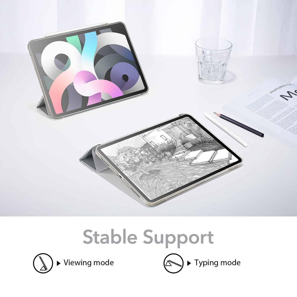 ESR Rebound iPad Air 2020 / 2022 Hoes Tri-Fold Book Case Grijs afbeelding 9