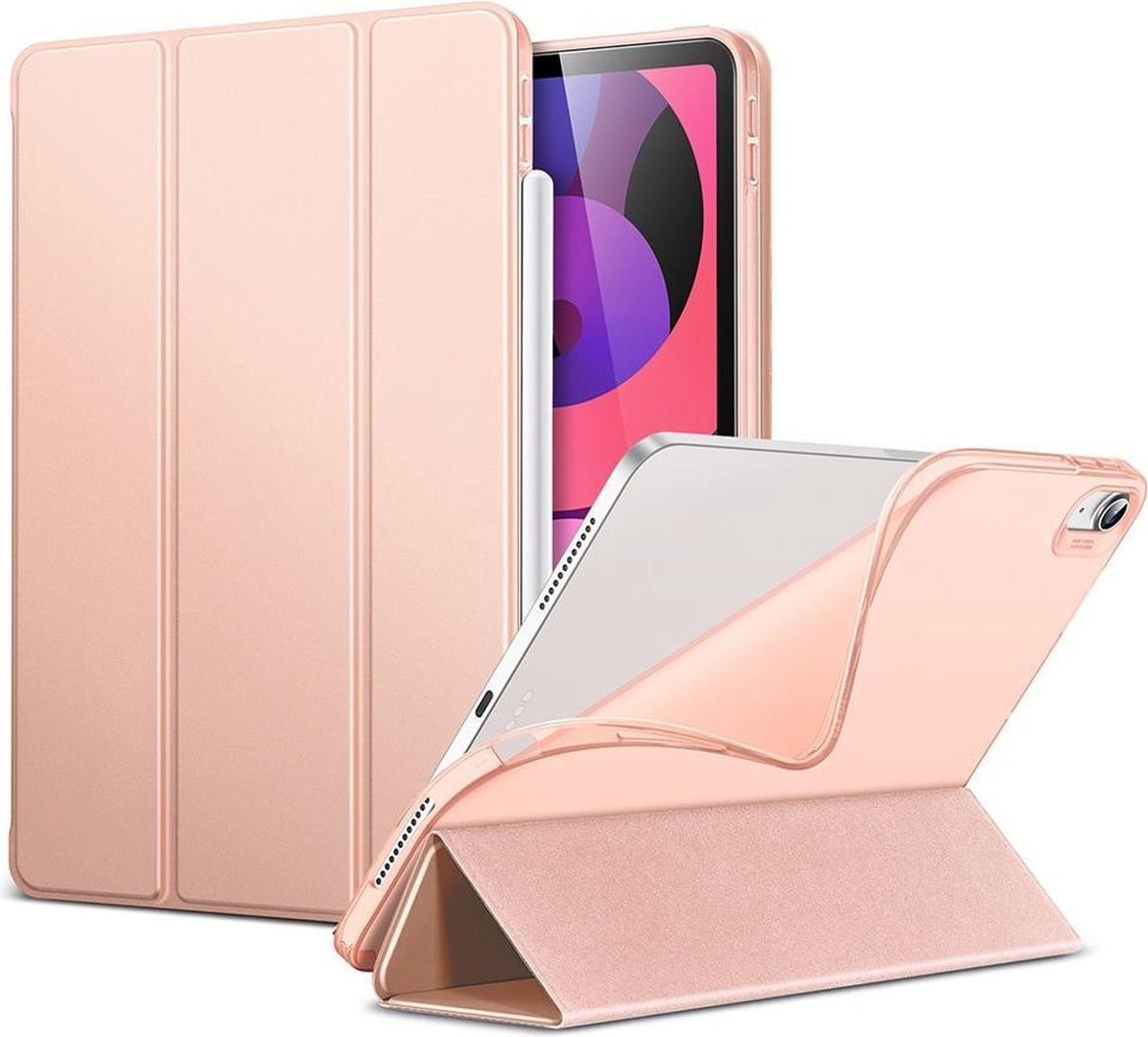 ESR Rebound iPad Air 2020 / 2022 Hoes Tri-Fold Book Case Rose Gold afbeelding 2