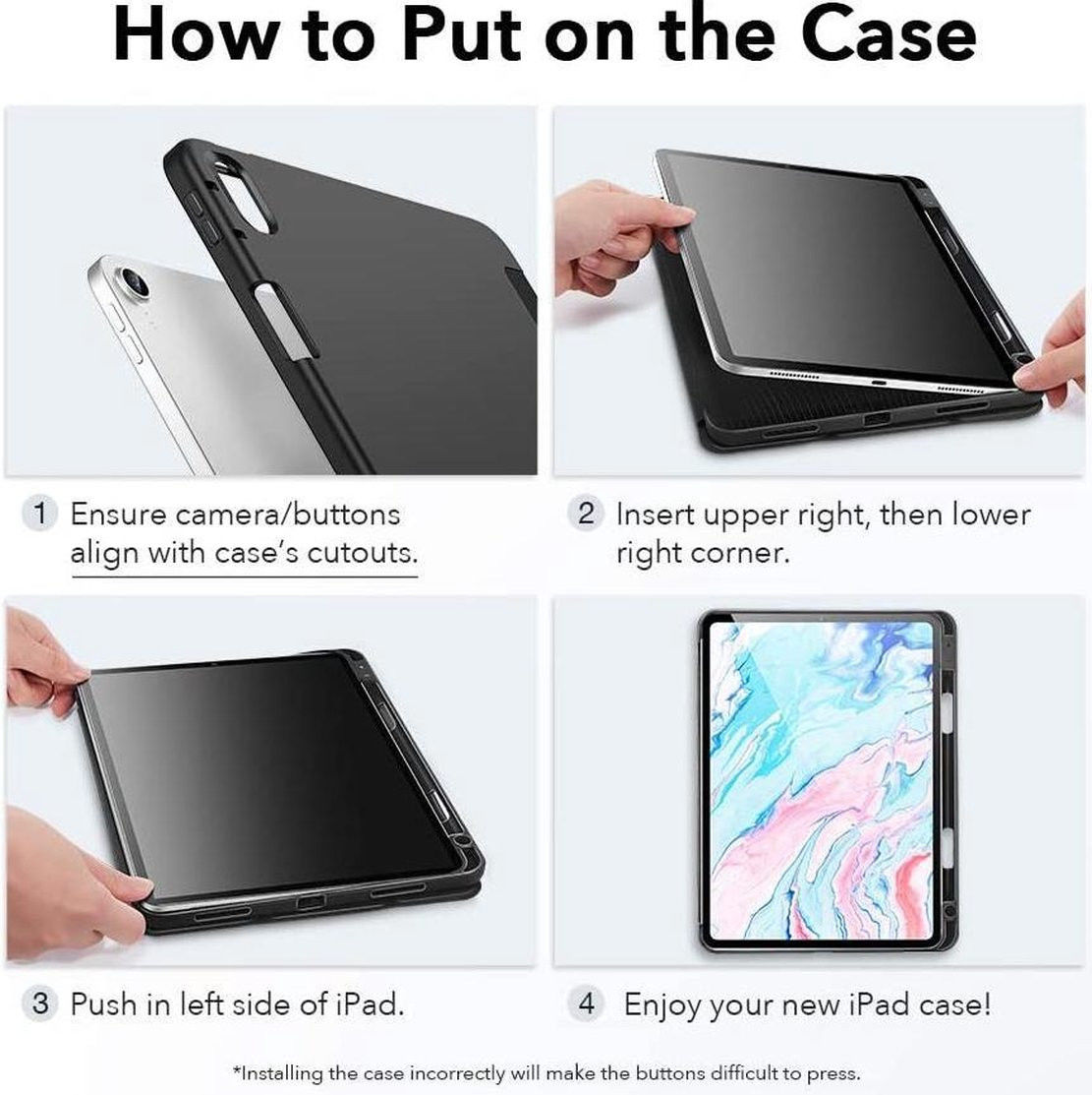 ESR Rebound iPad Air 2020 / 2022 Hoes Tri-Fold Book Case Zwart afbeelding 10