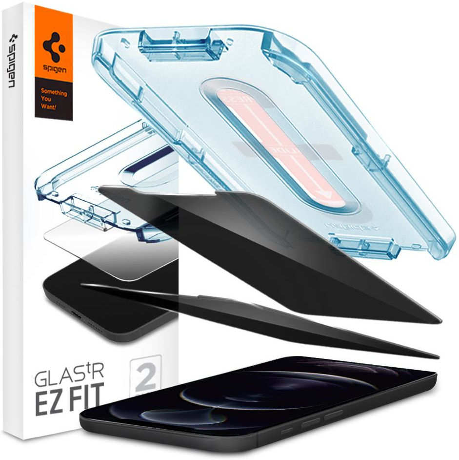Spigen EZ Fit iPhone 12 Pro Max Privacy Glass Screenprotector (2-Pack) afbeelding 1