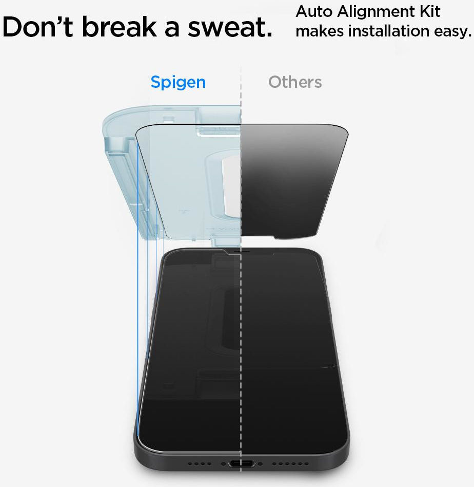 Spigen EZ Fit iPhone 12 Mini Privacy Glass Screenprotector (2-Pack) afbeelding 2