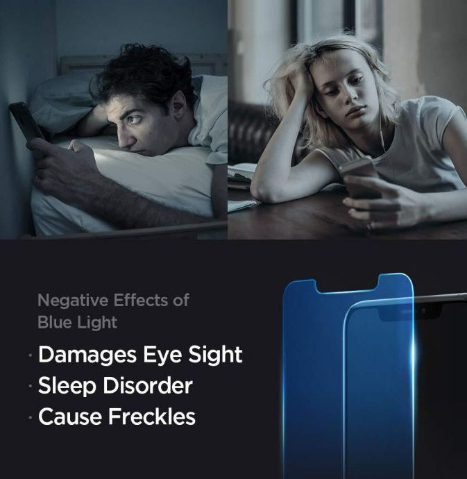 Spigen EZ Fit iPhone 12 Mini Screen Protector Anti-Blue Light (2P) afbeelding 5