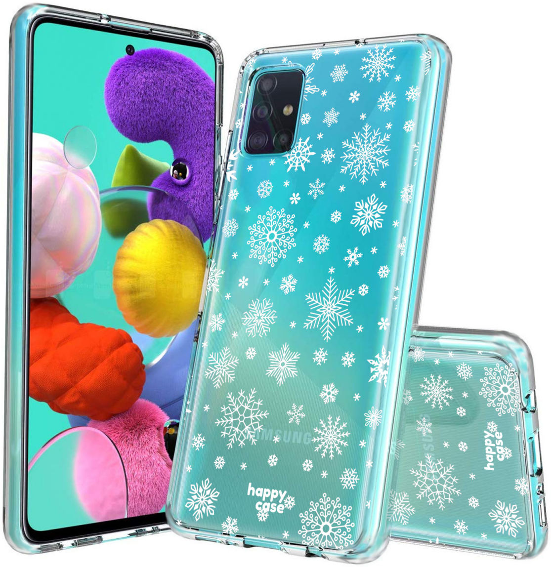 HappyCase Samsung Galaxy A51 Hoesje Flexibel TPU Sneeuwvlokken Print afbeelding 2
