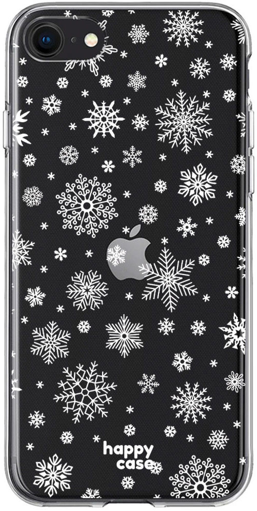 HappyCase iPhone SE 2020/2022 Hoesje Flexibel TPU Sneeuwvlokken Print afbeelding 1