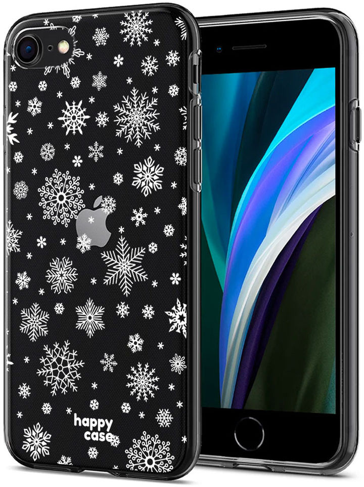HappyCase iPhone SE 2020/2022 Hoesje Flexibel TPU Sneeuwvlokken Print afbeelding 2