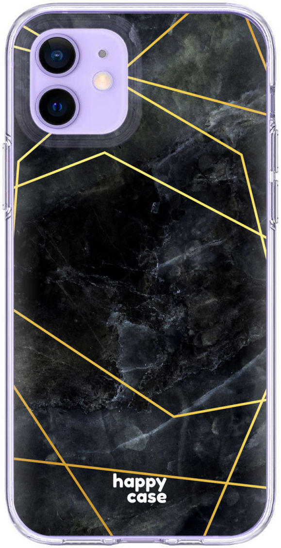 HappyCase iPhone 12 / 12 Pro Hoesje Flexibel TPU Zwart Marmer Print afbeelding 1