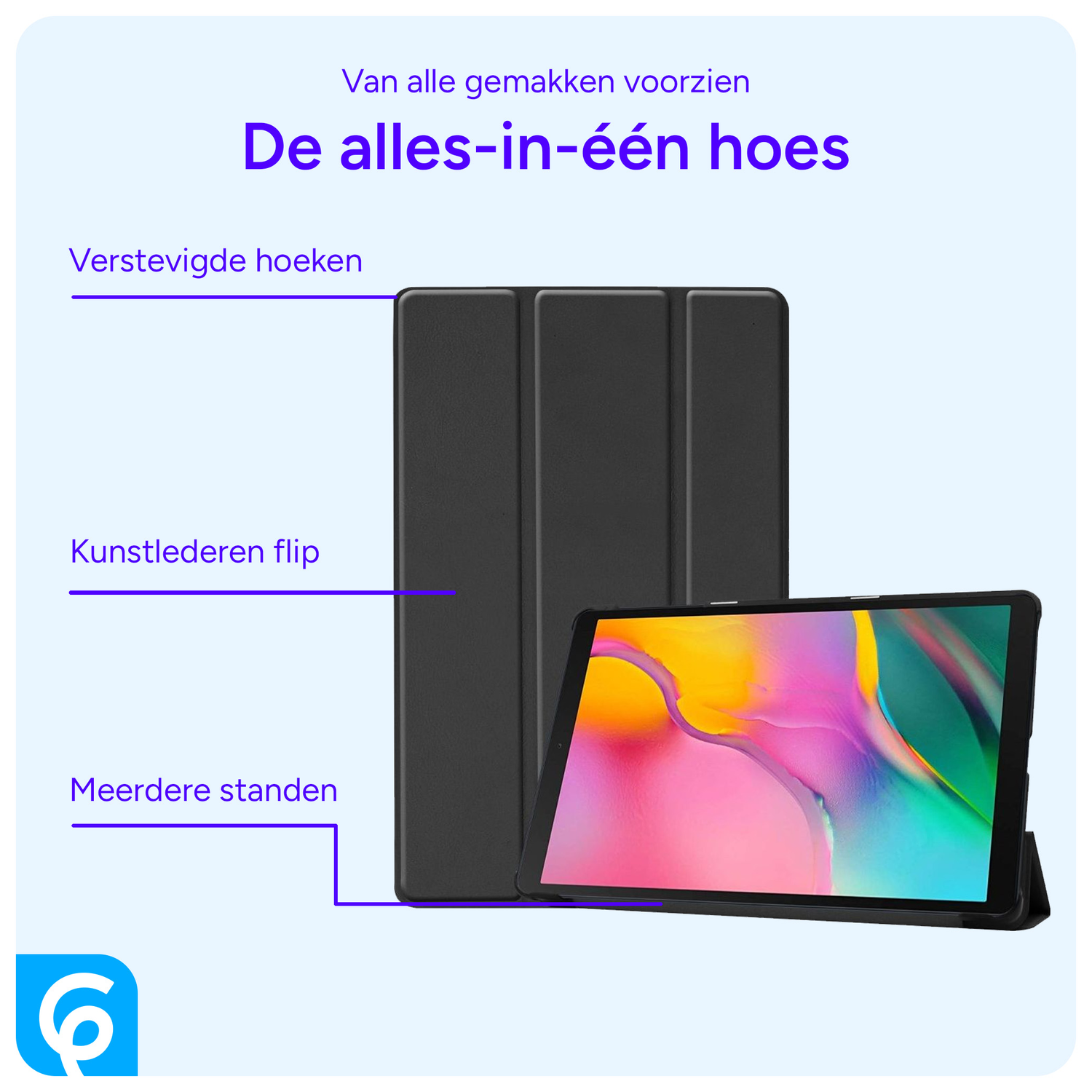 Samsung Galaxy Tab A 10.1 (2019) Hoesje Tri-Fold Zwart afbeelding 3