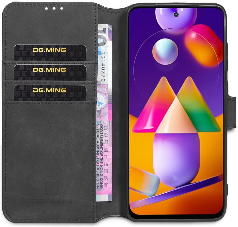 DG Ming Samsung Galaxy M31s Retro Portemonnee Hoesje Zwart afbeelding 2