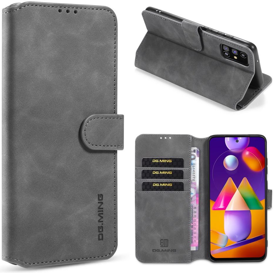 DG Ming Samsung Galaxy M31s Retro Portemonnee Hoesje Grijs afbeelding 9