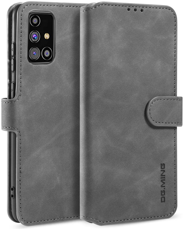 DG Ming Samsung Galaxy M31s Retro Portemonnee Hoesje Grijs afbeelding 1