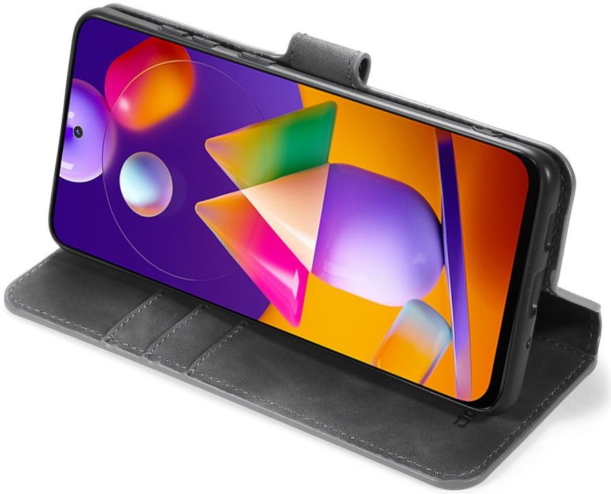 DG Ming Samsung Galaxy M31s Retro Portemonnee Hoesje Grijs afbeelding 3
