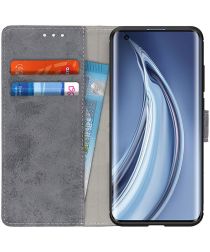 Xiaomi Mi 10T (Pro) Hoesje Retro Wallet Stand Kunst Leer Grijs