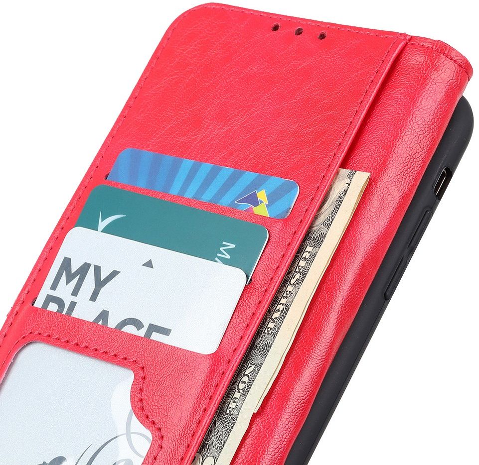 Xiaomi Mi 10T 5G/Mi 10T Pro Crazy Horse Leren Portemonnee Hoesje Rood afbeelding 6