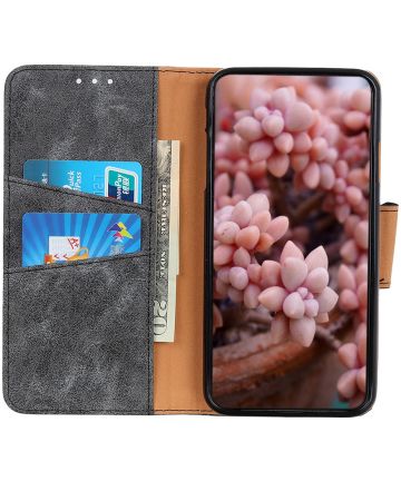 Oppo Reno 4 5G Hoesje Vintage Portemonnee Grijs Hoesjes