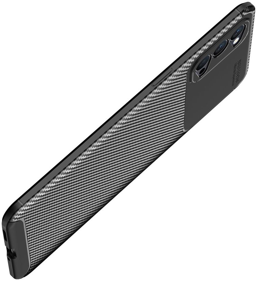 Oppo Reno 4 5G Hoesje Siliconen Carbon Back Cover Zwart afbeelding 5