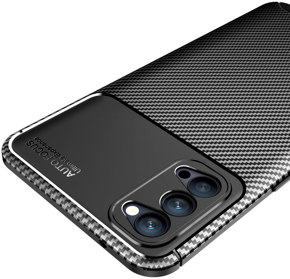 Oppo Reno 4 5G Hoesje Siliconen Carbon Back Cover Zwart afbeelding 8