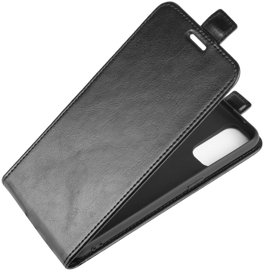 Oppo Reno 4 5G Hoesje Verticale Flip Case Crazy Horse Zwart afbeelding 1