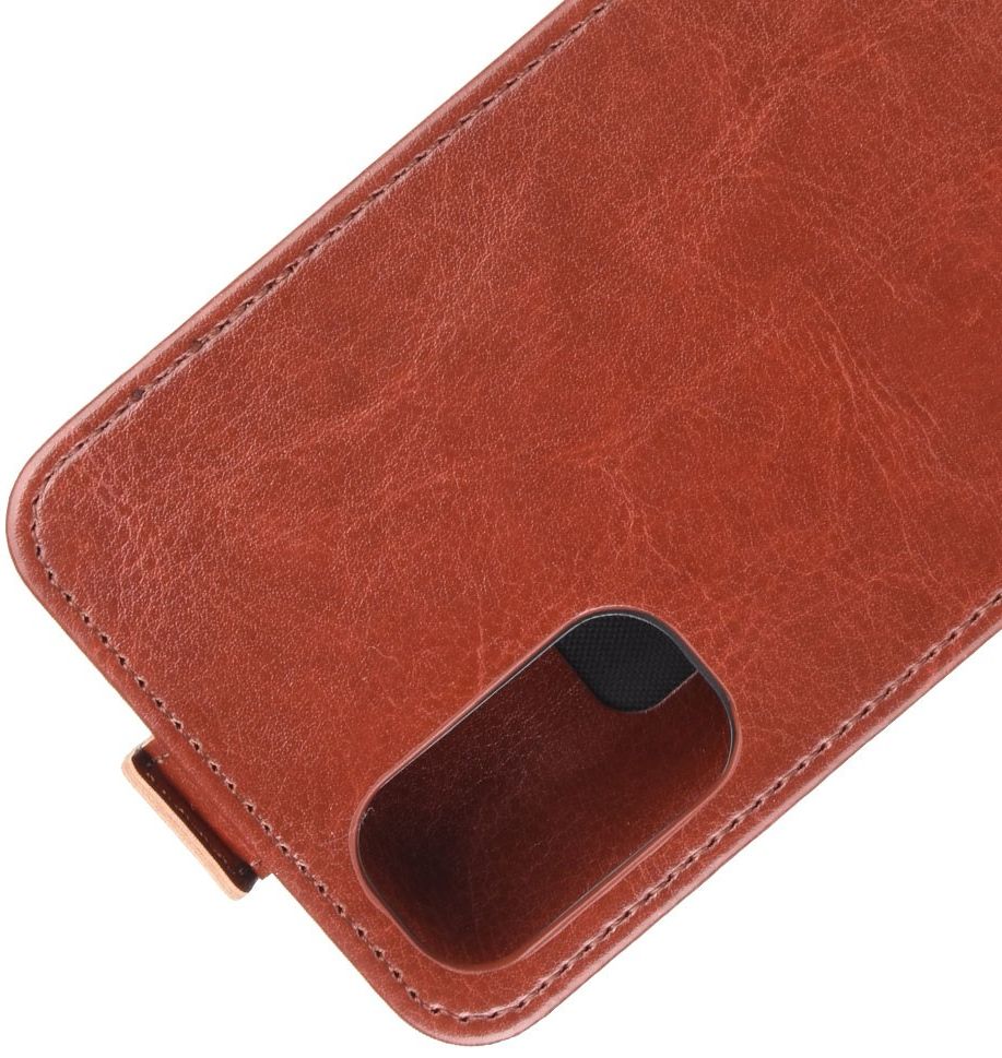 Oppo Reno 4 5G Hoesje Verticale Flip Case Crazy Horse Bruin afbeelding 4