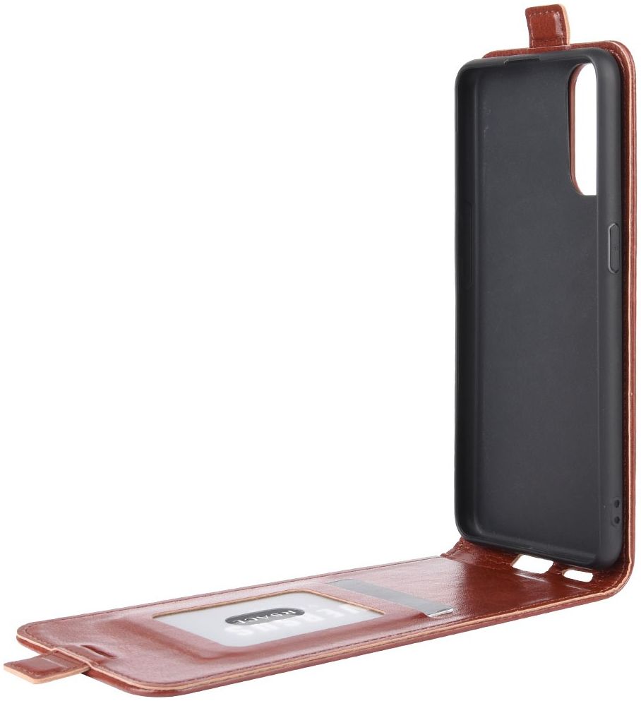 Oppo Reno 4 5G Hoesje Verticale Flip Case Crazy Horse Bruin afbeelding 6