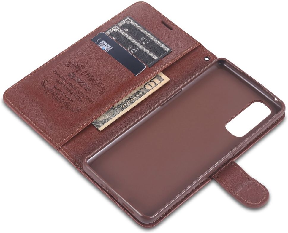 AZNS Oppo Reno 4 5G Portemonnee Stand Hoesje Bruin afbeelding 2