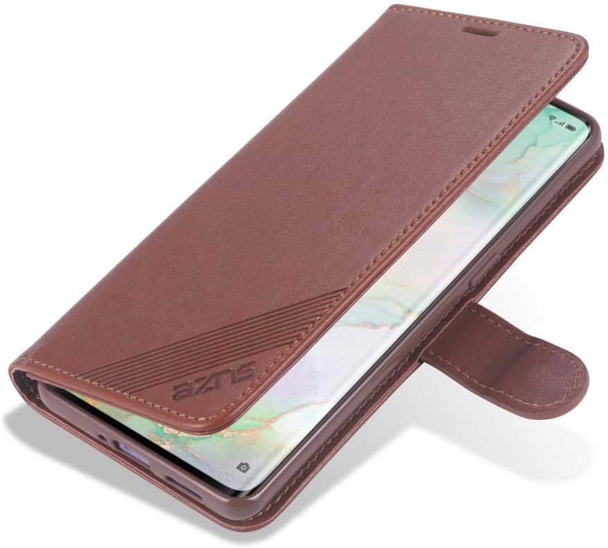 AZNS Oppo Reno 4 5G Portemonnee Stand Hoesje Bruin afbeelding 5