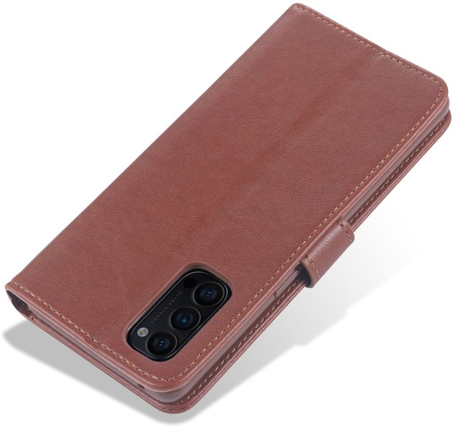 AZNS Oppo Reno 4 5G Portemonnee Stand Hoesje Bruin afbeelding 6
