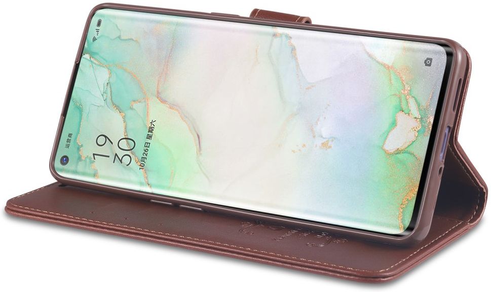 AZNS Oppo Reno 4 5G Portemonnee Stand Hoesje Bruin afbeelding 8