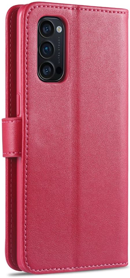 AZNS Oppo Reno 4 5G Portemonnee Stand Hoesje Rood afbeelding 3