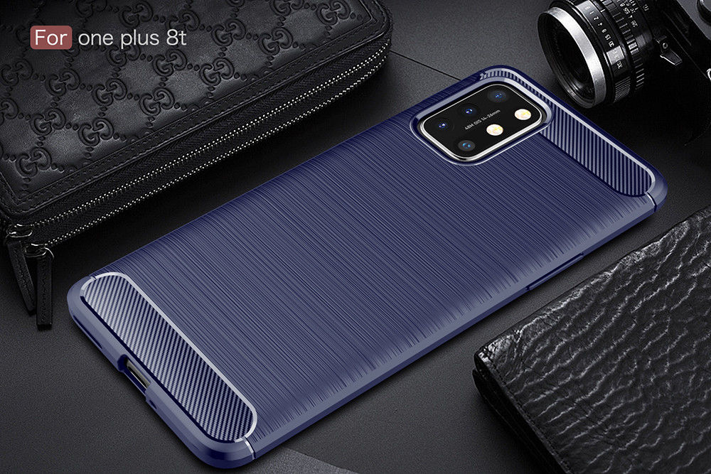 OnePlus 8T Hoesje Geborsteld TPU Flexibele Back Cover Blauw afbeelding 5