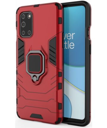OnePlus 8T Back Cover Hoesje Kickstand Ring Rood Hoesjes