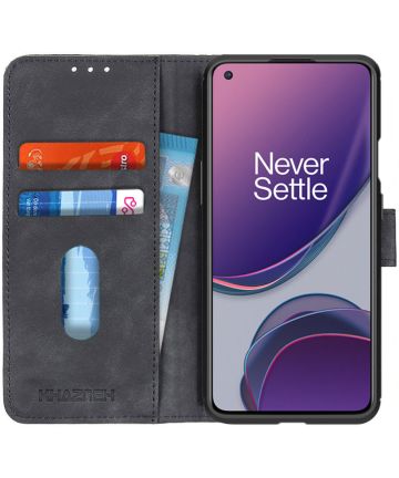 OnePlus 8T Hoesje Retro Wallet Book Case Zwart Hoesjes