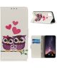 OnePlus 8T Book Case Hoesje Wallet Met Print Couple Owls