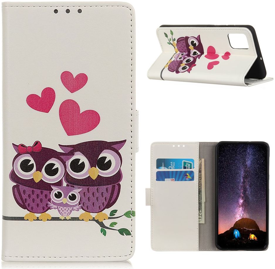 OnePlus 8T Book Case Hoesje Wallet Met Print Couple Owls afbeelding 3