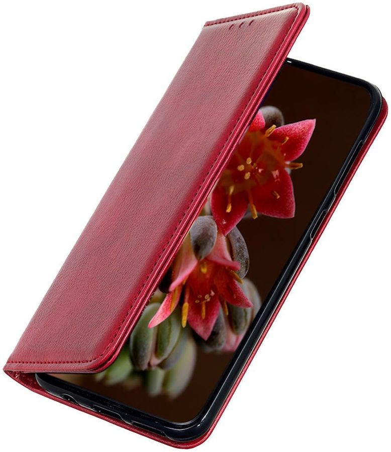 OnePlus 8T Book Case Hoesje Litchi Skin Wallet Rood afbeelding 6