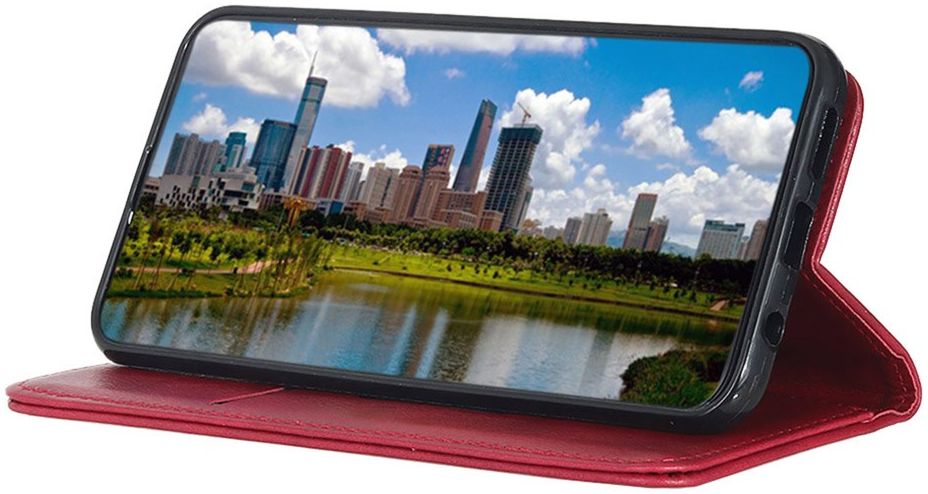OnePlus 8T Book Case Hoesje Litchi Skin Wallet Rood afbeelding 7